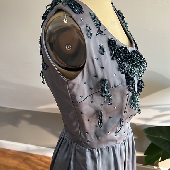 VTG 50s 60s Periwinkle Party Dress - Picture 10 of 11